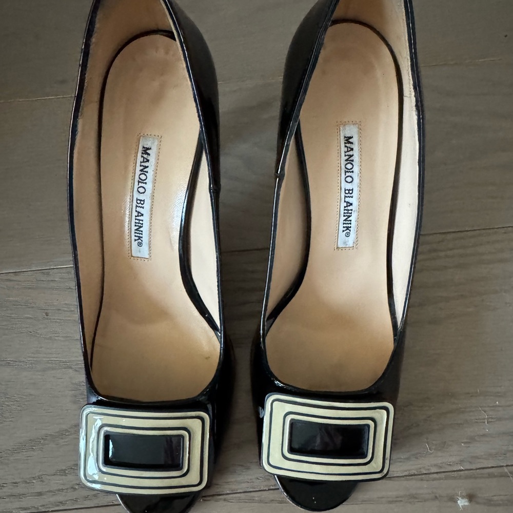 Manolo Blahnik Black Heels with Buckle Detail